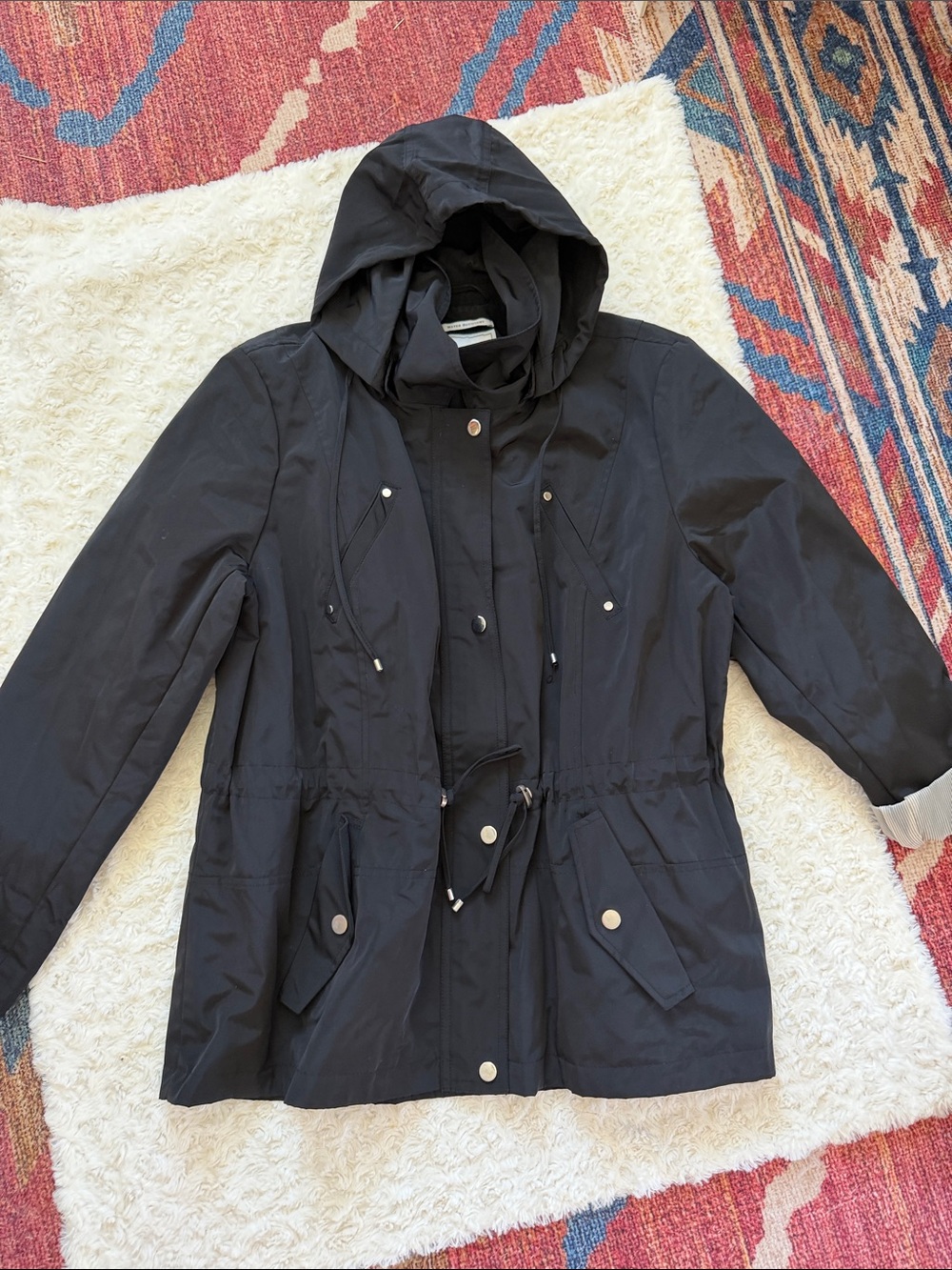 Charter Club Black Hooded Women's Anorak Jacket size PXL